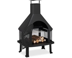 tuinhaard met bbq - vonkenscherm - pook - 110 x 63 x 51 cm - buitenkachel