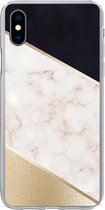 Coque iPhone Xs - Marbre - Or - Rose - Siliconen
