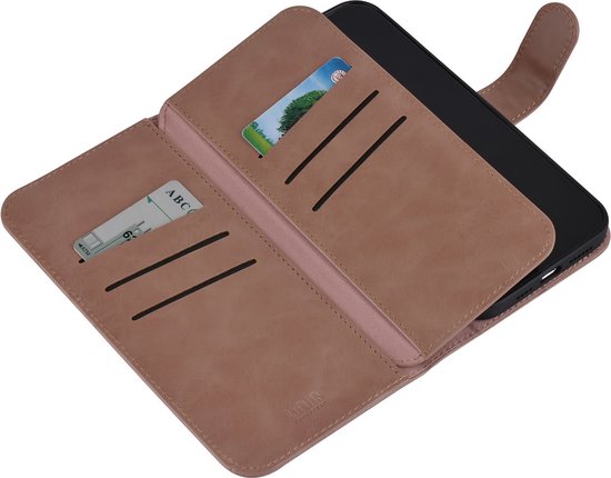 Etui UNIQ Accessoire en cuir pour iPhone 12 Pro Max - Or rose - Porte-cartes pour 6 cartes - Fermeture magnétique