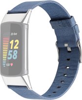 By Qubix - Geschikt voor Fitbit Charge 5 - Fitbit Charge 6 Nylon bandje - Lichtblauw - Smartwatch Band - Horlogeband - Polsband