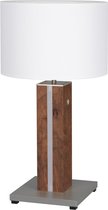 Brilliant lamp, Magnus LED tafellamp hout donker/wit, 1x A60, E27, 25W geschikt voor normale lampen, decoratief licht in de voet met snoerschakelaar