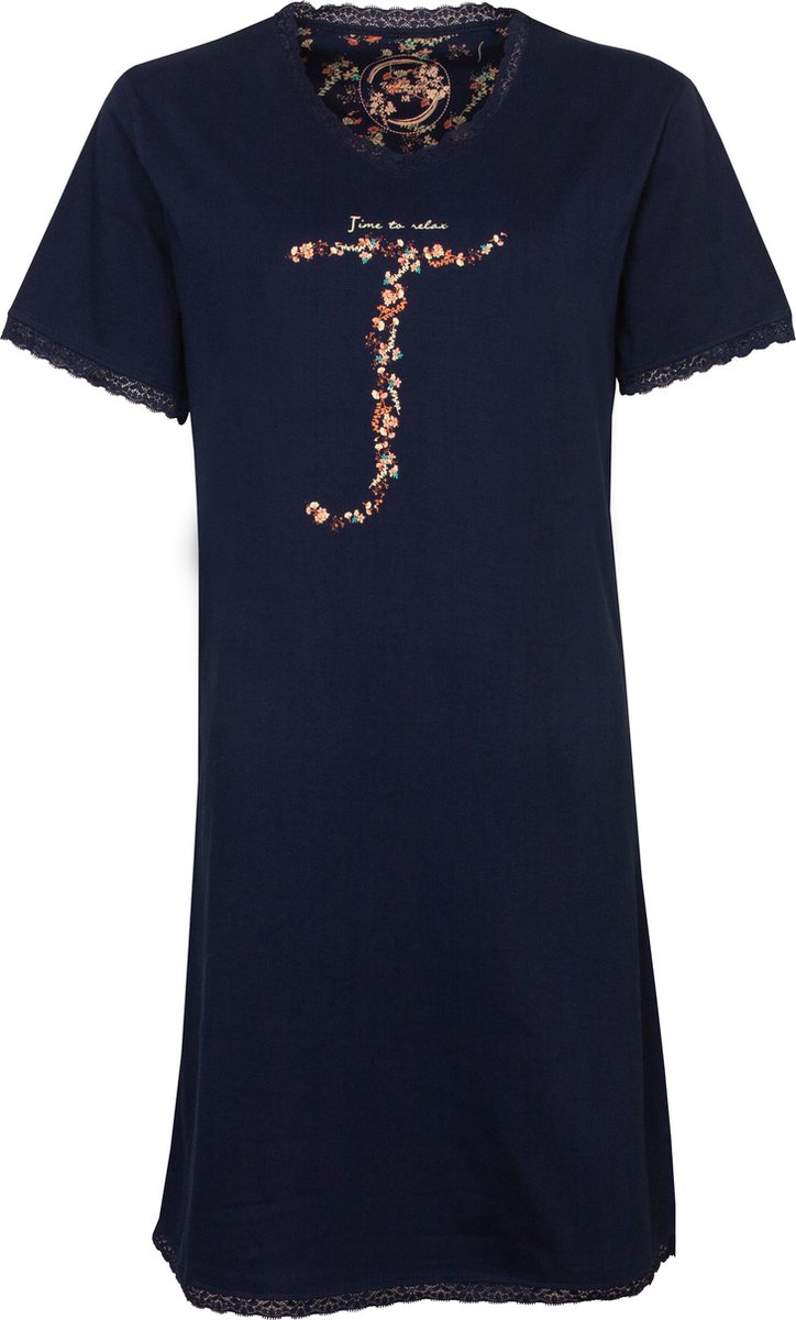 Tenderness Dames Nachthemd - Time to relax Tekst - Donker Blauw