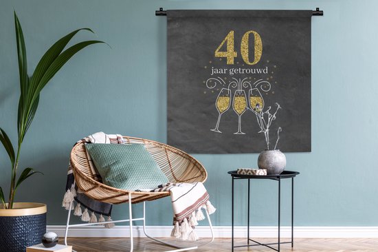 Tapisserie - Tissu mural - Mariage - 40 ans mariés - Citations - Mariage - Proverbes - 90x90 cm - Tapisserie