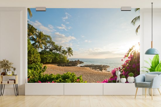 Papier peint Papier peint photo en vinyle - Plage sur la côte largeur 420 cm x hauteur 280 cm - Tirage photo sur papier peint (disponible en 7 tailles)