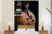 Behang - Fotobehang Een houten elektrische gitaar - Breedte 170 cm x hoogte 260 cm