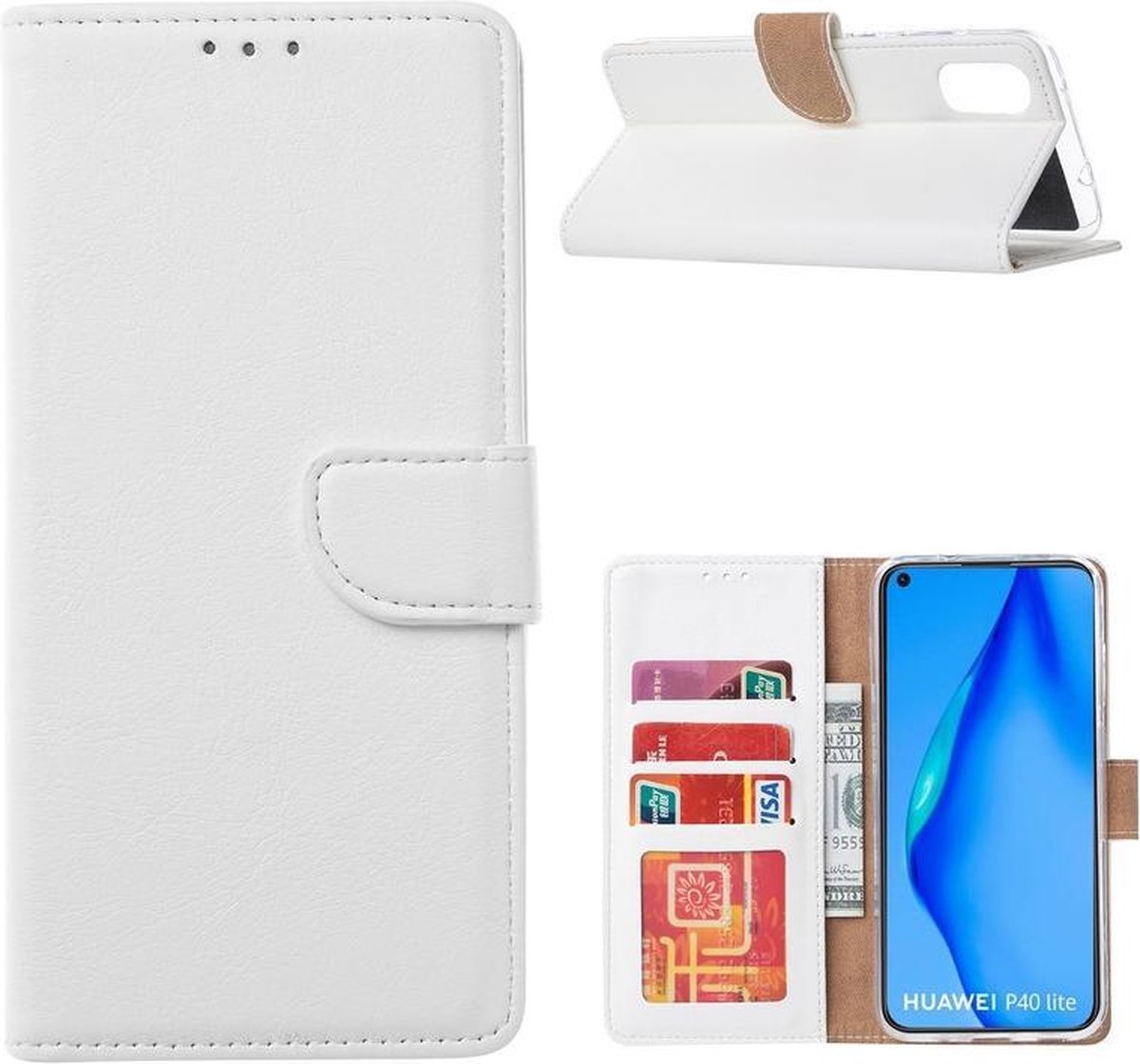 Bookcase Geschikt voor: Xiaomi Redmi 9A / Xiaomi Redmi 9AT - Wit - portemonee hoesje