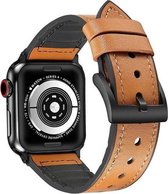 Geschikt voor Apple Watch bandje 38 / 40 / 41 mm - Series 1 2 3 4 5 6 7 8 SE - Smartwatch iWatch horloge band - 38mm 40mm 41mm - Fungus - PU Leer - Bruin - Shiny