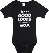 I get my good looks from my mom romper / rompertje - zwart - unisex - jongens / meisjes - kraamcadeau / geboorte cadeau - zwart rompertje voor baby 92