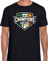 We are the champions Ireland t-shirt met schild embleem in de kleuren van de Ierse vlag - zwart - heren - Ierland supporter / Iers elftal fan shirt / EK / WK / kleding M