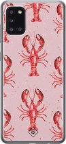 Samsung A31 hoesje siliconen - Lobster all the way | Samsung Galaxy A31 case | Roze | TPU backcover transparant