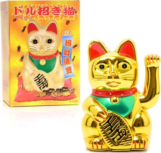 Maneki Neko Lucky Cat agitant avec bras mobile - Chat porte-bonheur  japonais / chinois