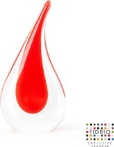 Design beeld Drop rood - Fidrio Massive - glas, mondgeblazen - hoogte 25 cm