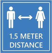 Vloersticker advies 1.5 meter distance - blauw