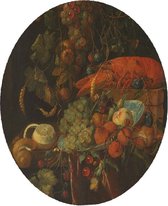 Stilleven met vruchten en een kreeft, Jan Davidsz. de Heem - Foto op Behangcirkel - ⌀ 40 cm
