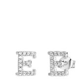 Lucardi - Zilveren oorbellen alfabet met zirkonia