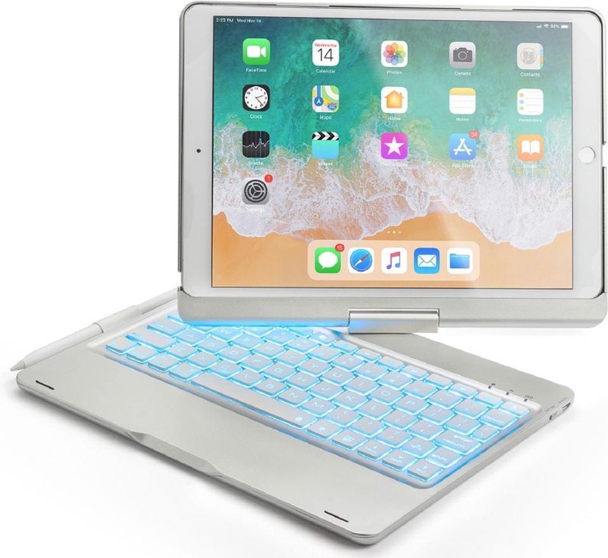 iPad Pro 10.5 Toetsenbord Hoes hoesje - CaseBoutique - Effen Zilver - Aluminium