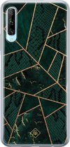 Huawei P Smart Pro hoesje siliconen - Abstract groen | Huawei P Smart Pro case | zwart | TPU backcover transparant
