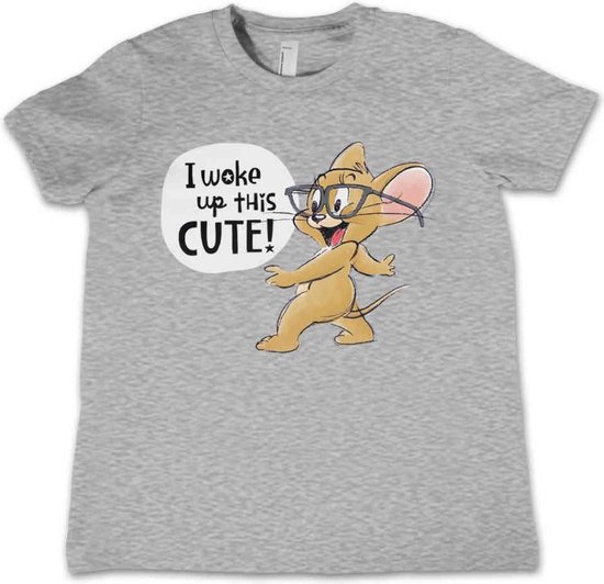 Tom And Jerry Kinder Tshirt -Kids tm 10 jaar- Jerry - I Woke Up This Cute Grijs