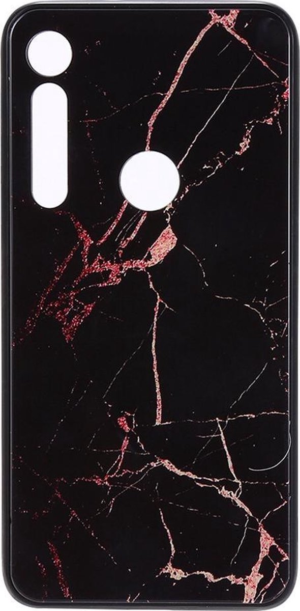 Shop4 - Motorola Moto G8 Play Hoesje - Harde Back Case Marmer Zwart