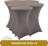 Statafelrok Grijs 80 cm per 5 - Alora tafelrok voor statafel - Statafelhoes - Bruiloft - Cocktailparty - Stretch Rok - Set van 5