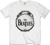 The Beatles Heren Tshirt -S- Original Drum Skin Wit