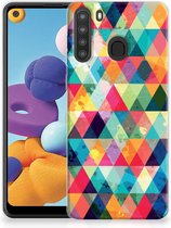 Coque Téléphone pour Samsung Galaxy A21 Coque Smartphone À Carreaux