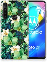 Silicone Back Cover Motorola Moto G8 Power Telefoon Hoesje Orchidee Groen