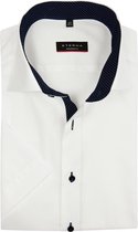 ETERNA modern fit overhemd - korte mouw - heren overhemd fijn Oxford - wit (blauw gestipt contrast) - Strijkvrij - Boordmaat: 40