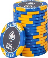 Keramische Cashgame chip €25,- Geel/Blauw (25 stuks)