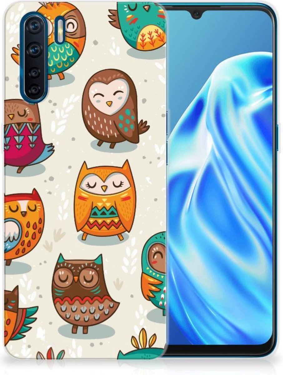 OPPO A91 TPU Hoesje Vrolijke Uilen