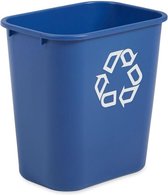Papierbak Rubbermaid kunststof 26,6 liter blauw met recycle logo