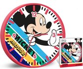 Disney Wandklok Mickey Mouse Stripes Junior 24 Cm Rood