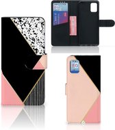 GSM Hoesje Geschikt voor Samsung Galaxy A31 Bookcase Black Pink Shapes
