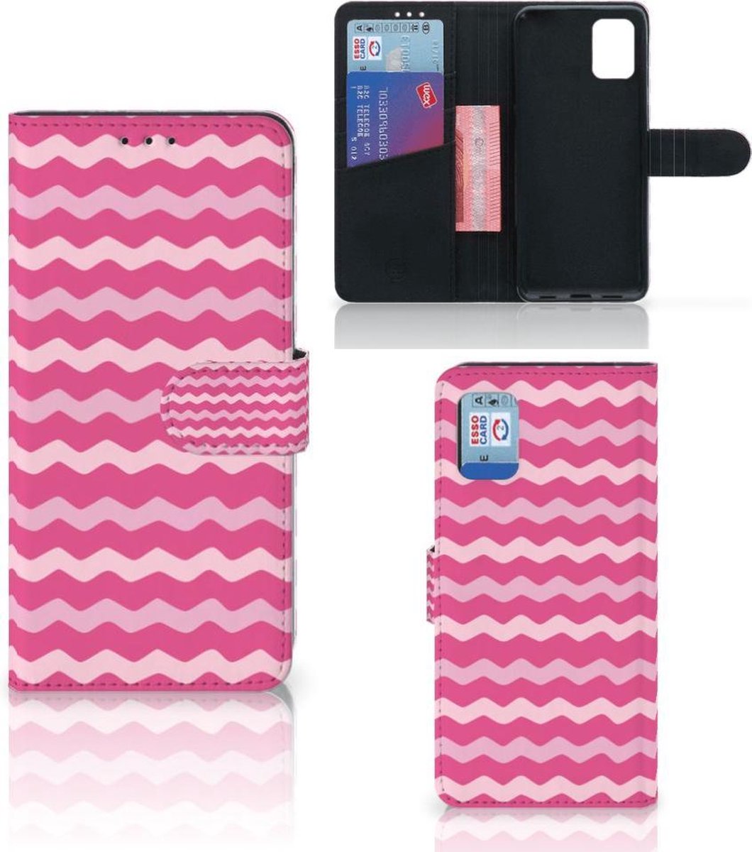 Boekhoesje voor Samsung Galaxy A31 Telefoon Hoesje Waves Pink