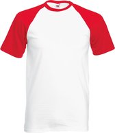 Shortsleeve Baseball T-shirt (Wit / Rood) XXL