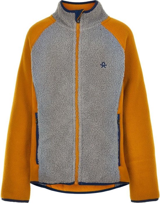 Color Kids - Fleece jas voor kinderen - Colorblock - Grijs/Honing - maat 98cm