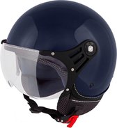 VINZ Stelvio Jethelm Donker Blauw / Scooterhelm / Brommerhelm / Motorhelm / Fashionhelm voor Scooter / Vespa / Brommer / Motor