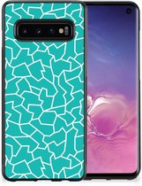 Coque de téléphone Samsung Galaxy S10 Coque arrière Coque en Siliconen avec bord noir fissures Blue