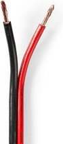 Nedis Speaker-Kabel | 2x 2.50 mm² | CCA | 25.0 m | Rond | PVC | Rood / Zwart | Folieverpakking
