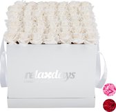 relaxdays flowerbox - rozenbox - 49 kunstbloemen - Valentijnsdag - decoratie - rozen wit