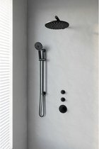 Brauer Black Edition thermostatische inbouwdoucheset 30cm hoofddouche wandarm 3 standen handdouche op glijstang mat zwart