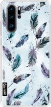 Casetastic Huawei P30 Pro Hoesje - Softcover Hoesje met Design - Feathers Blue Print