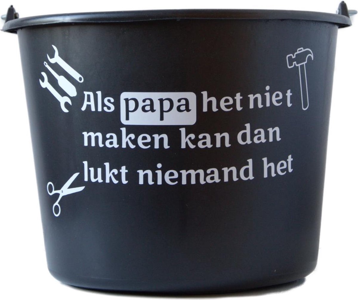 Goedkoopste Cadeau emmer – 12 liter – zwart – met tekst Als papa het niet maken kan dan lukt niemand het