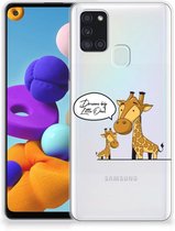 Trendy Telefoonhoesjes Geschikt voor Samsung Galaxy A21s Smartphone Hoesje Doorzichtig Giraffe