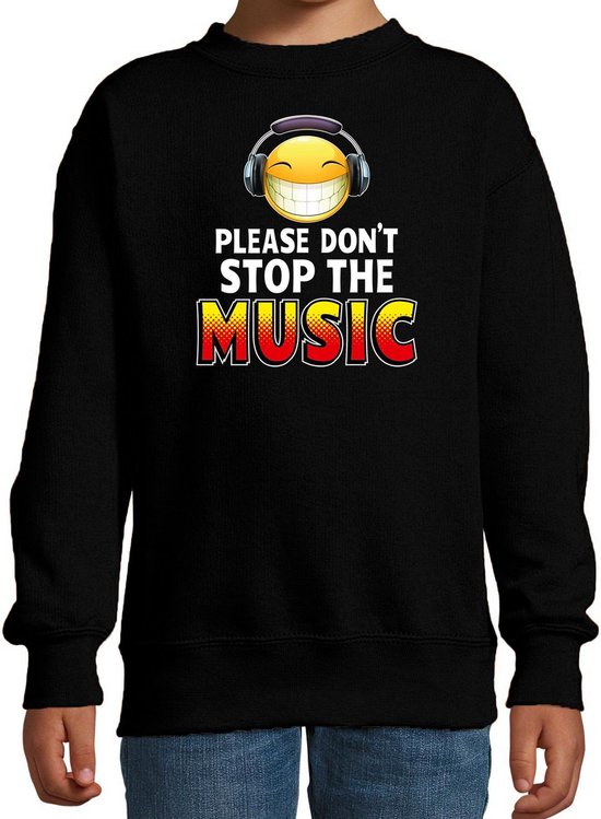 Funny emoticon sweater Please dont stop the music zwart voor kids - Fun / cadeau trui 110/116