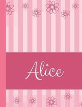 Alice: Personalized Name College Ruled Notebook Pink Lines and Flowers