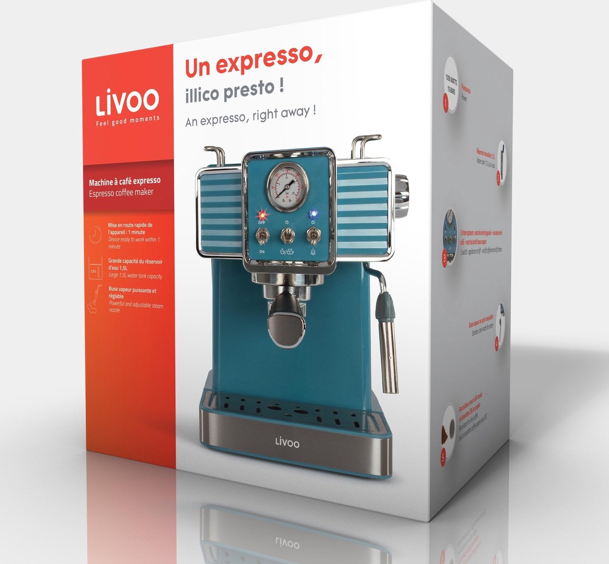 Livoo - Machine à expresso rétro - couleur pétrole | bol.com