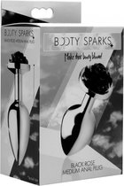 XR Brands - Booty Sparks - Black Rose Butt Plug - Medium - Black