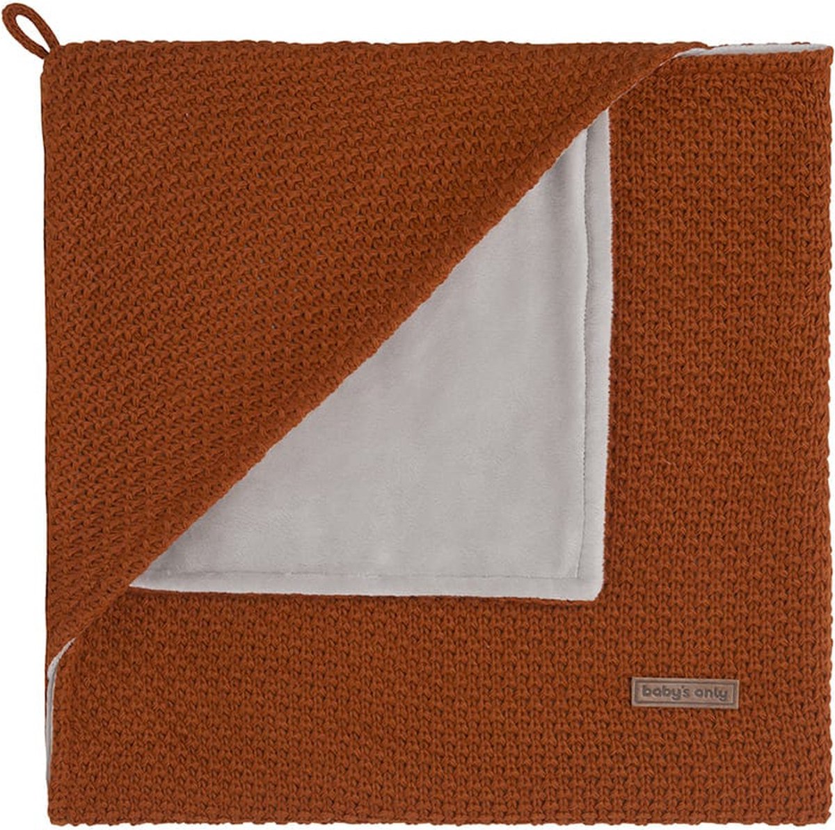 Baby's Only Gebreide wikkeldeken - Omslagdoek baby Flavor - Fluweel voering - Roest - 75x75 cm - Geschikt voor drie- en vijfpuntsgordel