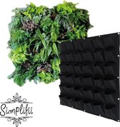 Verticale tuin 36 vakken zwart - Ophangbare plantenzak 36 zakjes - Voor moestuin of bloemen en planten - 36 ruime vakken - 100 x 100 cm - Groene muur